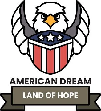 The logo features an eagle with its wings spread out Stock Illustration