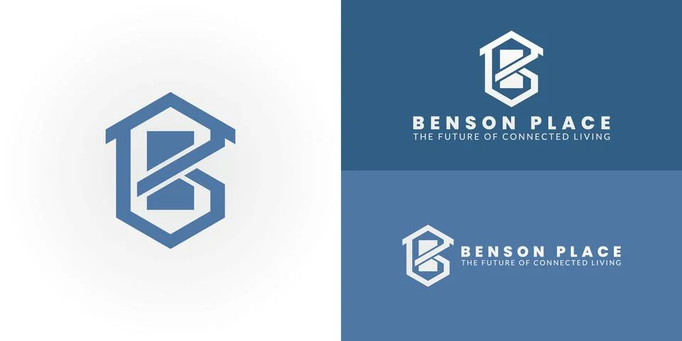 The logo features a modern BP inside a hexagon Stock Illustration
