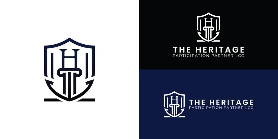 The logo features a shield, a pillar, and the letter H Ilustración de archivo
