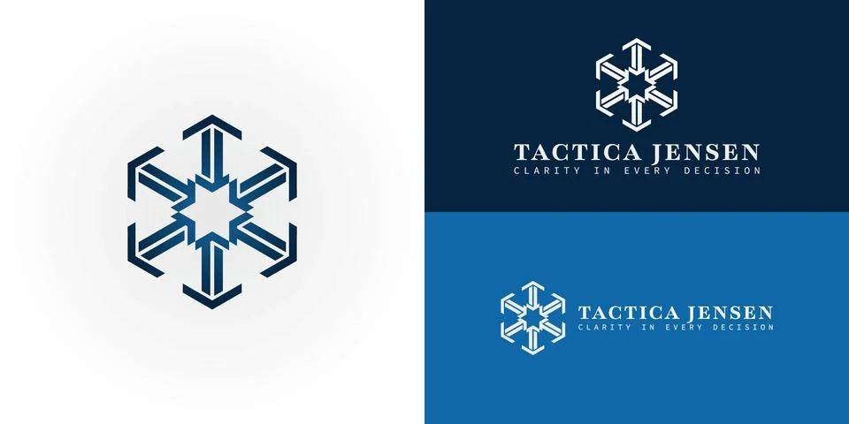 The logo features six arrows radiating from a central star Stock Illustration