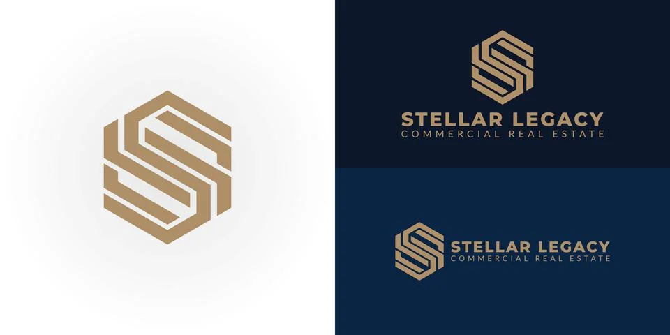The logo features a stylized SL monogram within a hexagon Stock Illustration