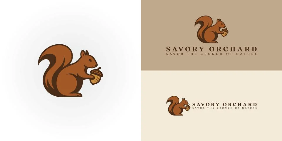The logo features a stylized squirrel with a pine nut Stock Illustration