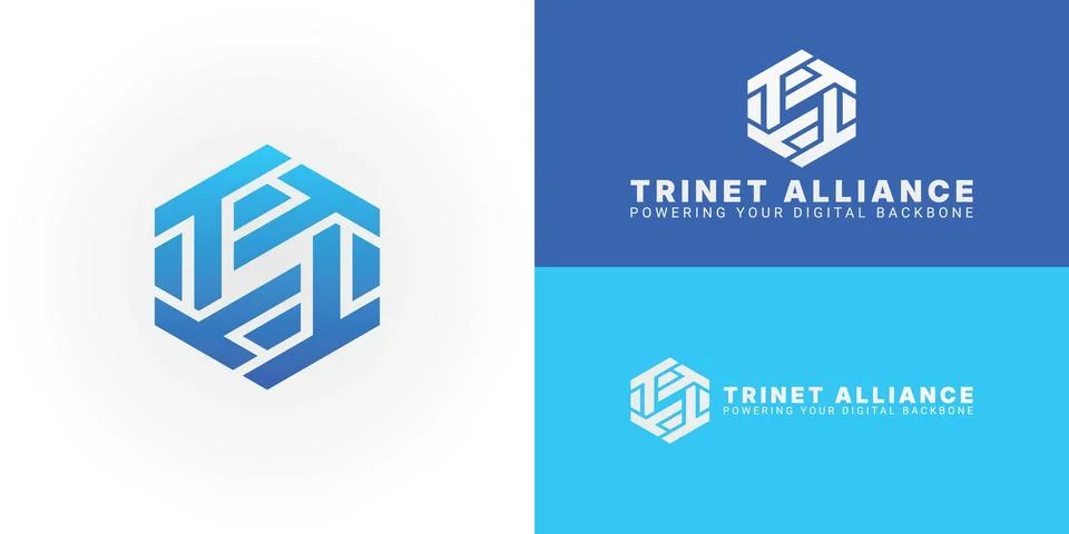 The logo features a stylized TA shape in a hexagonal design Stock Illustration