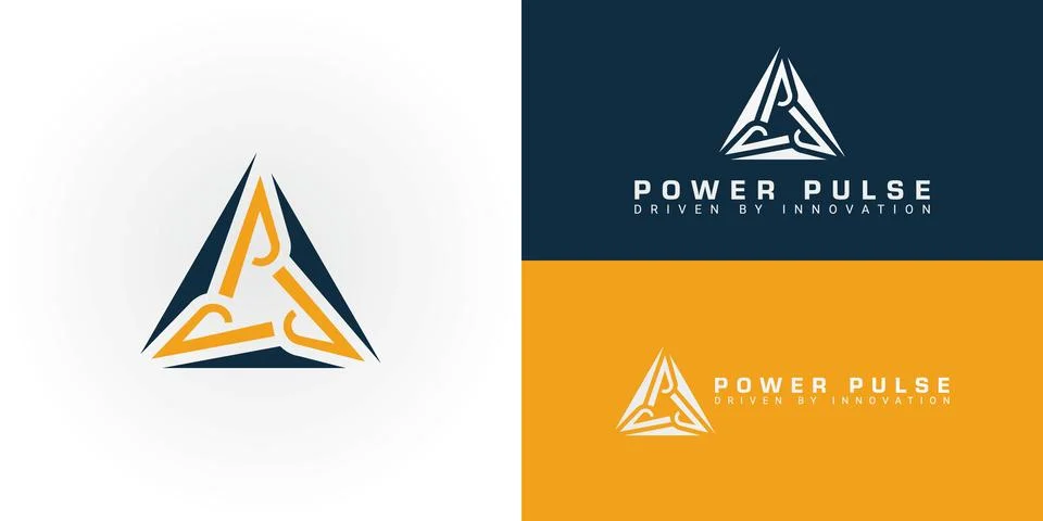 The logo features three interconnected P shapes within a triangular frame Stock Illustration