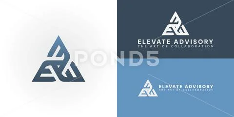 The logo features three interwoven shapes in a triangular frame Stock Illustration
