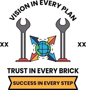 The logo features a wrench and a globe Stock Illustration
