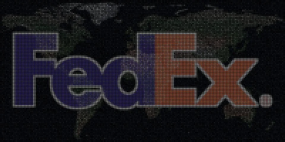 Logo of FEDEX made with dots and the world map. Editorial conceptual Stock Illustration