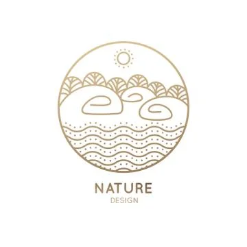 Logo fields and river Stock Illustration