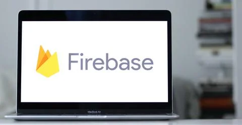 Logo of Firebase, an app development software owned by Google, displayed on lapt Stock Photos