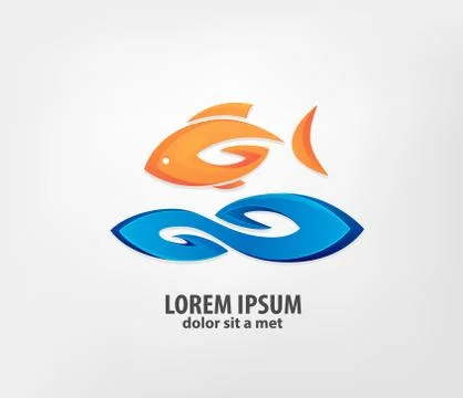 Logo fish 3d. Stock Illustration