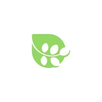 Logo of five leaves inside a droplet shape Stock Illustration