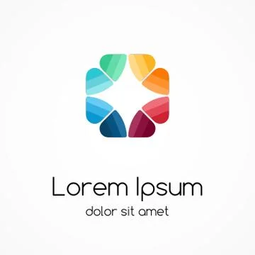 Logo with flower. Abstract circle creative sign. イラスト素材