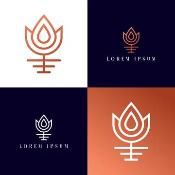 Logo flower vector template liner style design Stock Illustration
