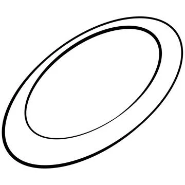 Logo flying disc ring, letter o, disc perspective Stock Illustration