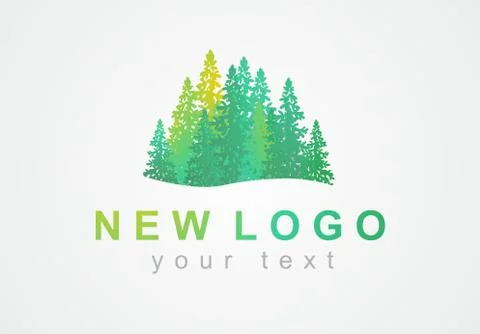 Logo with forest and trees. Vector abstract nature icon. Stock Illustration