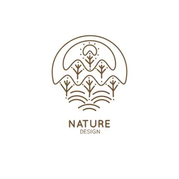 Logo forest. Vector logo of nature in linear style. Outline icon of winter Illustrazione stock