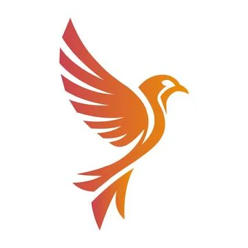 Logo in the form of a bird with widely spread wings. Stock Illustration
