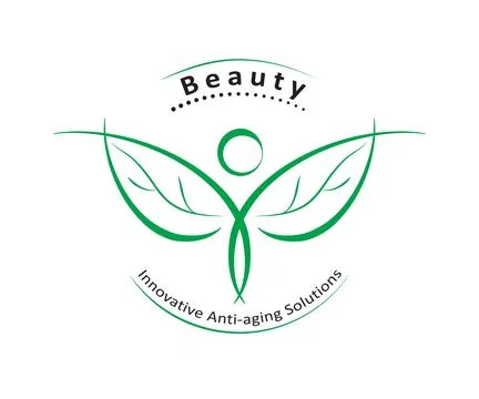 Logo in the form of a butterfly with leaf wings. Beauty, health, ecology. EPS10. Stock Illustration