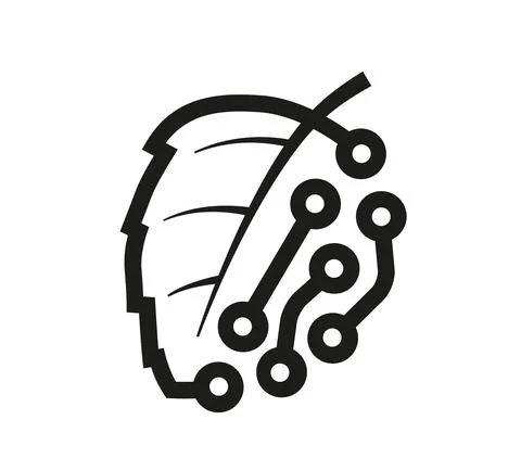 Logo in the form of half a leaf, half a circuit board Stock Illustration