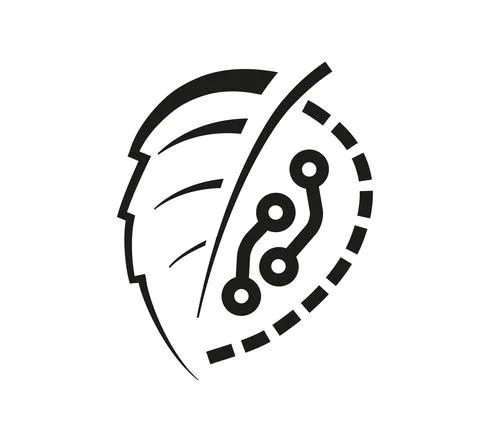 Logo in the form of half a leaf, half a circuit board Stock Illustration