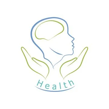 Logo in the form of a human head and hands. Beauty, health, ecology. EPS10. Stock Illustration