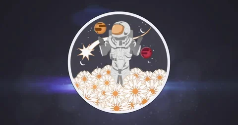 Logo forming as astronaut folding arms with lens flare gliding brightening Stock Footage 315716970