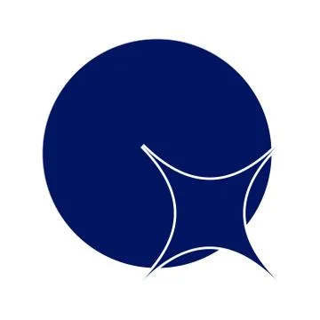 Logo four-pointed star on the ball. Emblem of simple forms. Stock Illustration