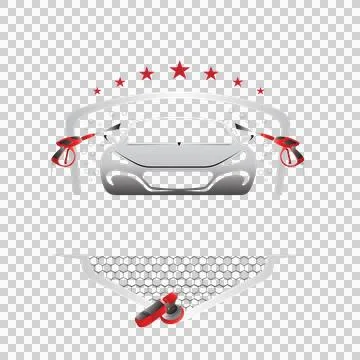 Logo Front View Of Car With Spray Nozzles honeycomb stars Stock Illustration