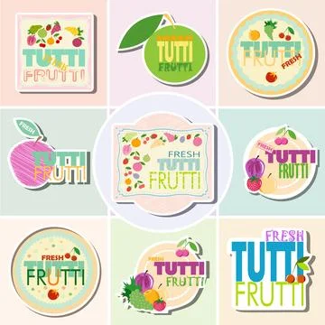Logo for fruit and vegetable store Fresh tutti frutti Stock Illustration