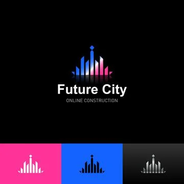 Logo future city. Modern architecture sign. Vector. Stock Illustration