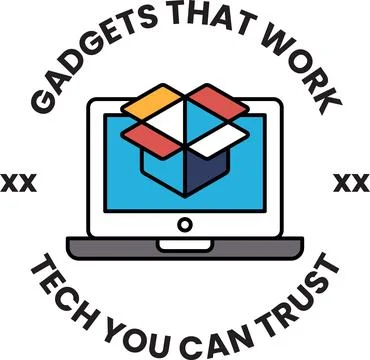 A logo for gadgets that work tech trust Stock Illustration
