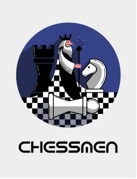 Logo game chess in a flat style Stock Illustration