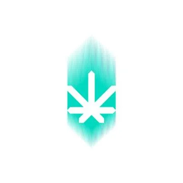 Logo of a geometric marijuana inside the aurora Stock Illustration