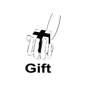 The logo of the gift box, which is held in the hand. Stock Illustration