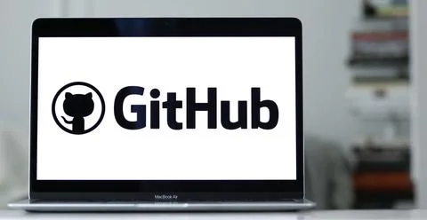 Logo of GitHub, a Microsoft-owned service that provides internet storage for sof Stock Photos