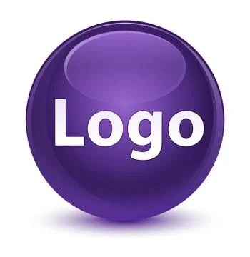Logo glassy purple round button 스톡 일러스트