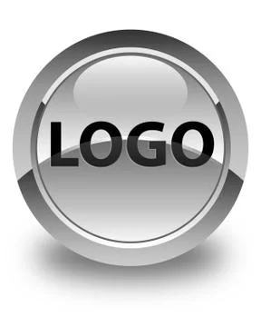 Logo glossy white round button Stock Illustration