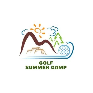 Logo golf summar camp. Fun cartoon logo. Stock Illustration