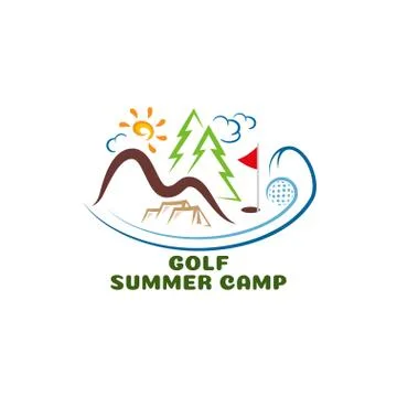 Logo golf summar camp. Fun cartoon logo. Stock Illustration