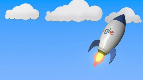 Logo of GOOGLE on a flying rocket. Edito... | Stock Video | Pond5