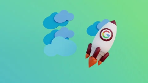 Logo of GOOGLE on a flying rocket. Editorial success related 3D rendering Stock Footage 251458824