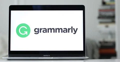 Logo of Grammarly, a text editor and typing assistant company that corrects spel Stock Photos