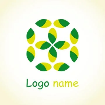 Logo with green leaves vector Stock Illustration
