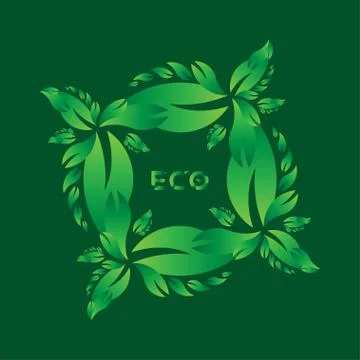 Logo with green tree leaf for world ecology nature. Flat Vector Illustration  Stock Illustration