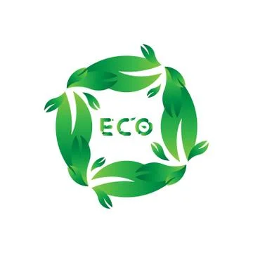 Logo with green tree leaf for world ecology nature. Flat Vector Illustration  Stock Illustration
