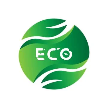 Logo with green tree leaf for world ecology nature. Flat Vector Illustration  Illustrazione stock