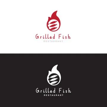 Logo grilled fish restaurant Stock Illustration