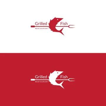 Logo grilled fish restaurant Stock Illustration