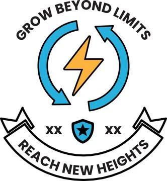 A logo for Grow Beyond Limits that says Reach New Heights Stock Illustration