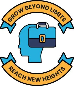 A logo for Grow Beyond Limits that says "Reach New Heights" Stock Illustration